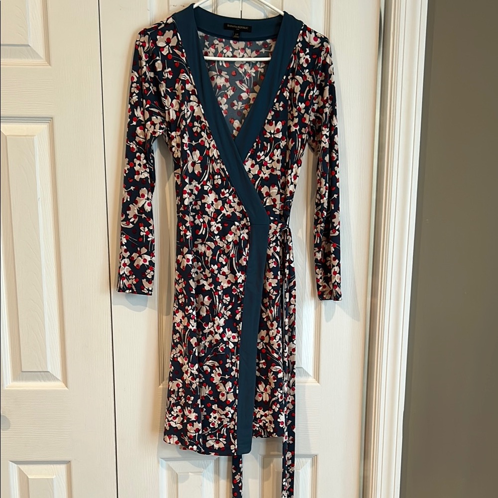 Banana Republic Pink Long Sleeve V-neck Wrap Dress